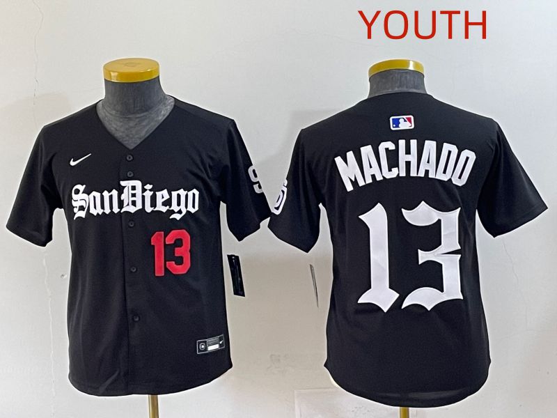 Youth 2025 San Diego Padres #13 Machado Black Five generations Joint Name Nike MLB Jersey style 5
